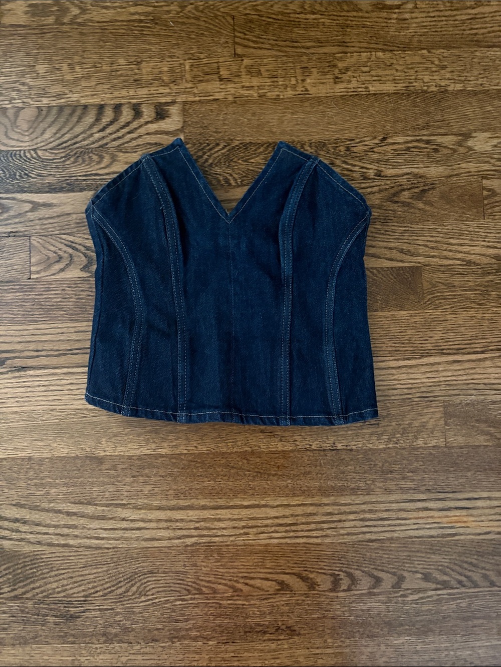 Denim Structured Tube Top - Dark Blue